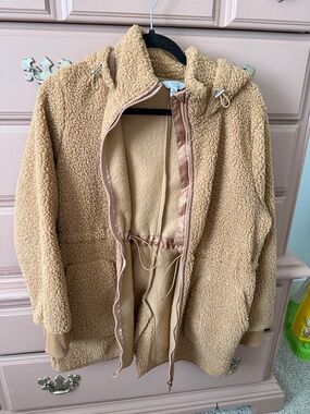 Time and Tru Beige Teddy Jacket with Hood